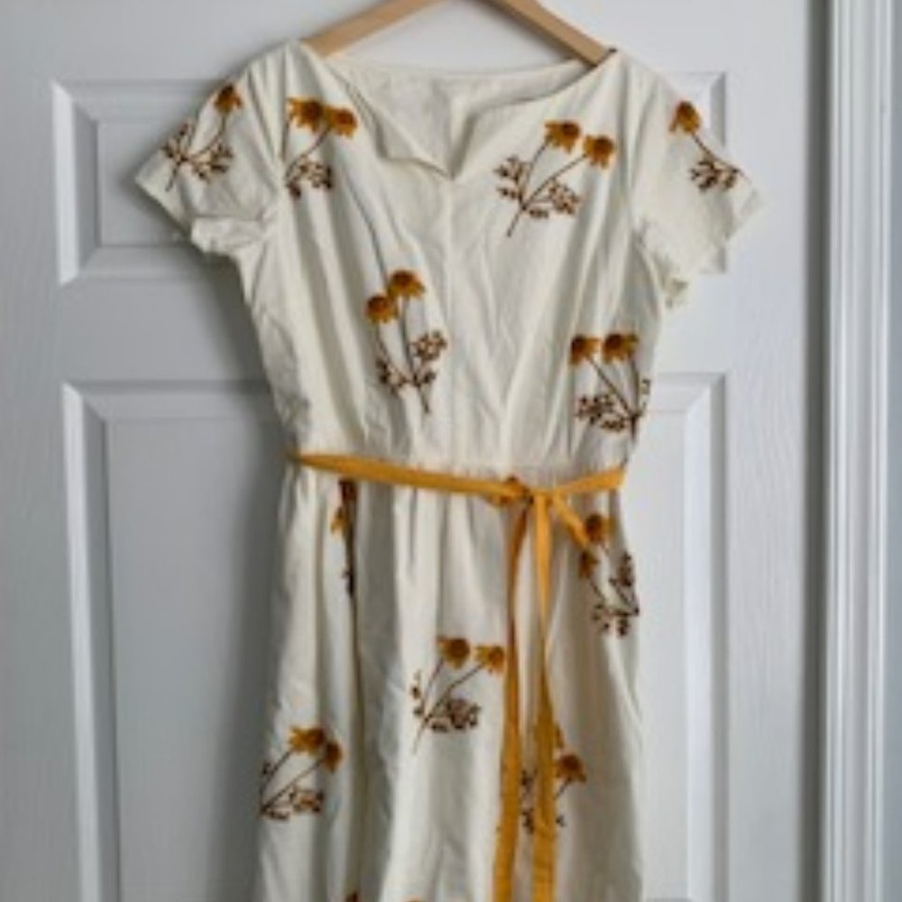 Retro Fit and Flair Embroidered Flower Sun Dress